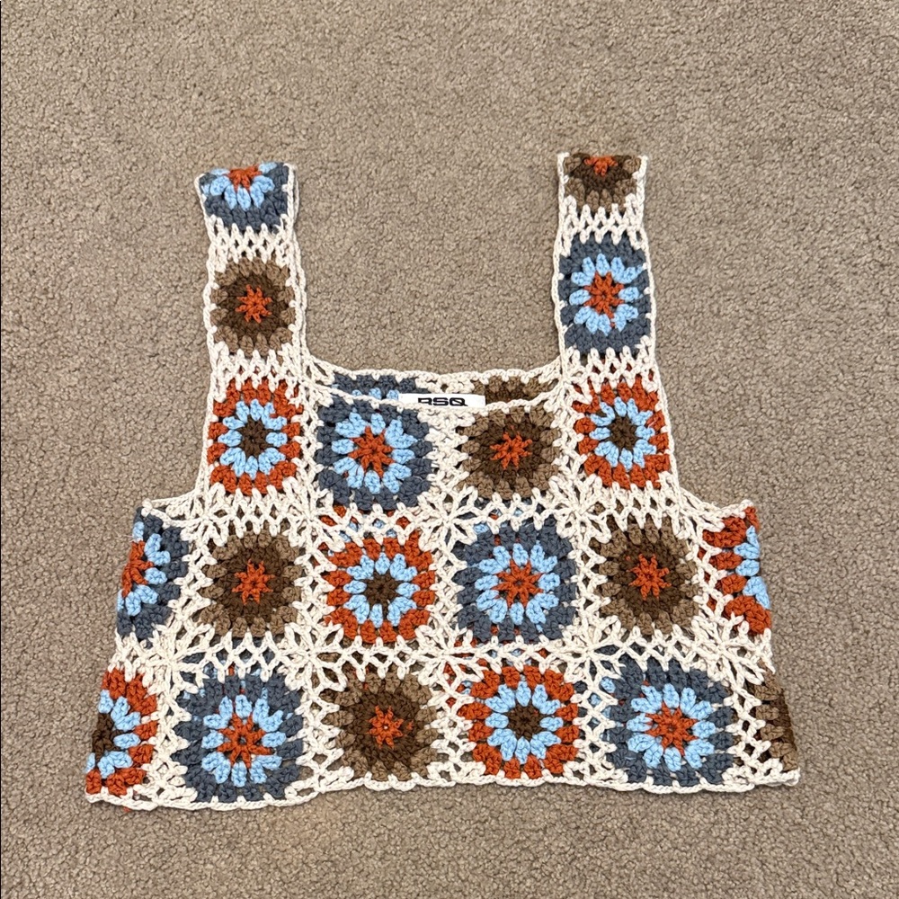 RSQ Multicolor Crochet Tank Top